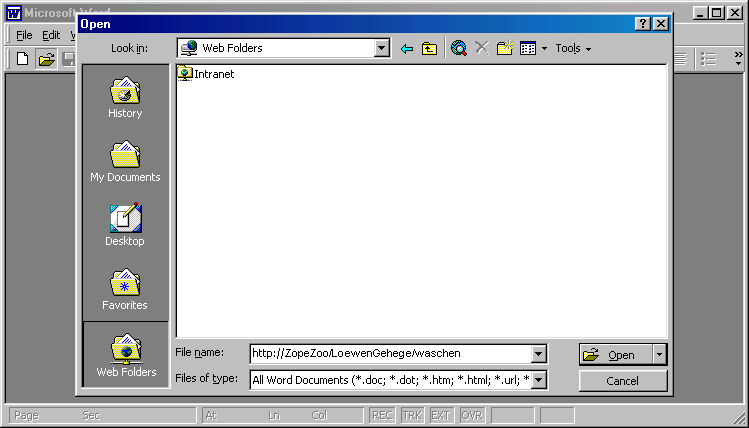 Einen URL mit Microsoft Word aufrufen